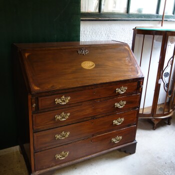 Engels Bureau, Antiek Engels Mahonie bureau