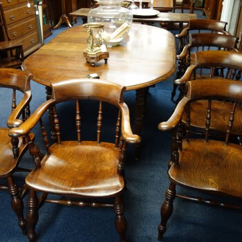 set van 4 Engelse Captains stoelen, Set van 6 antieke Engelse Captains stoelen uit 1890