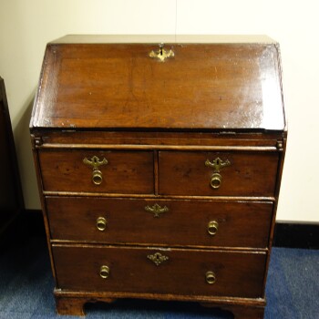 Engelse secretaire, Antieke eikenhouten Engelse secretaire